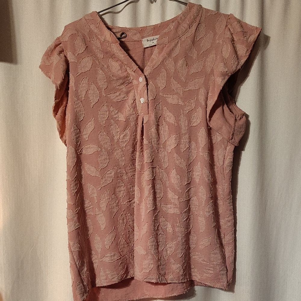 Sapphire Leaf-Patterned Blouse Size M